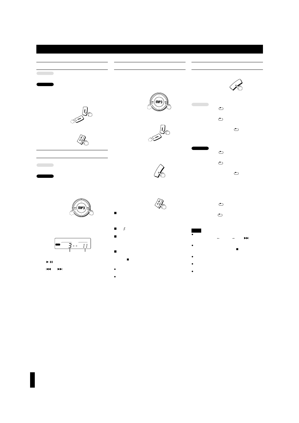 Other play methods with mp3 files, Track skip play, Album skip play | Fg program play, Repeat play/random play | Panasonic SL-MP30 User Manual | Page 6 / 8