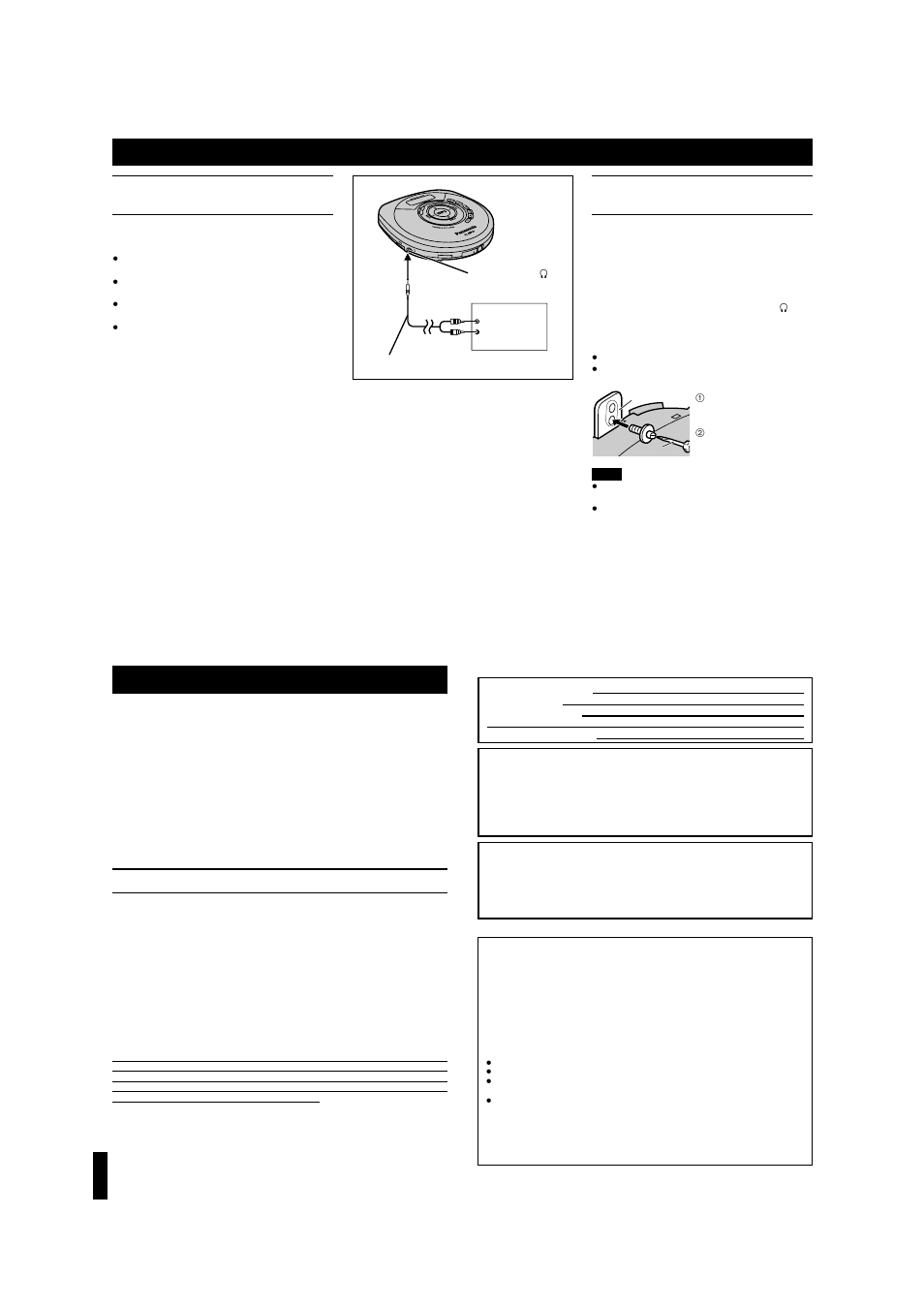 Using the unit with optional accessories, Product service, Warning | Caution, Using the unit with an audio system, Using the unit with a car audio system, Product information | Panasonic SL-MP30 User Manual | Page 7 / 8