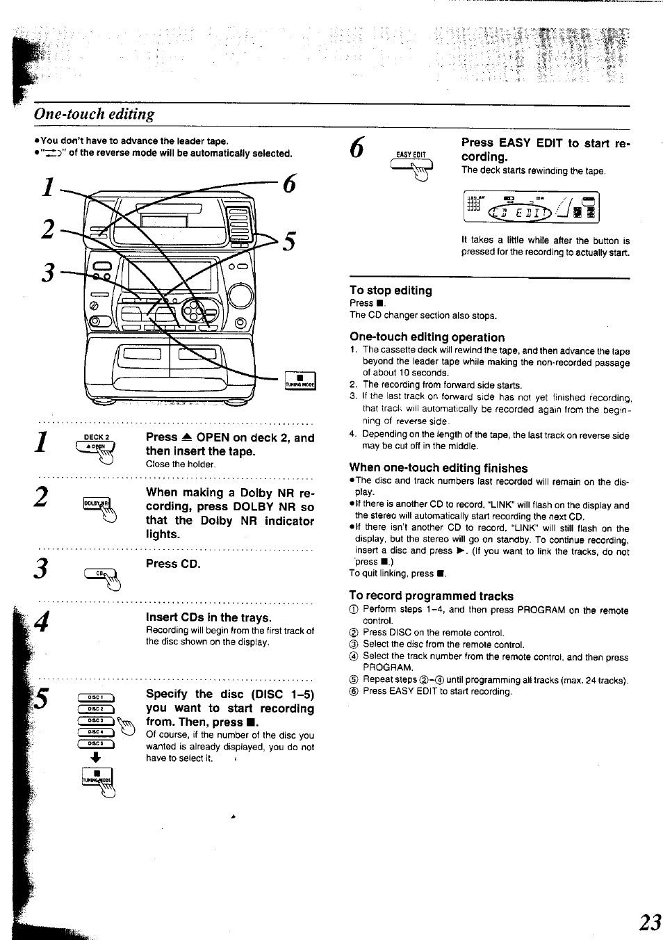 One-touch editing | Panasonic SC-CH75 User Manual | Page 23 / 40