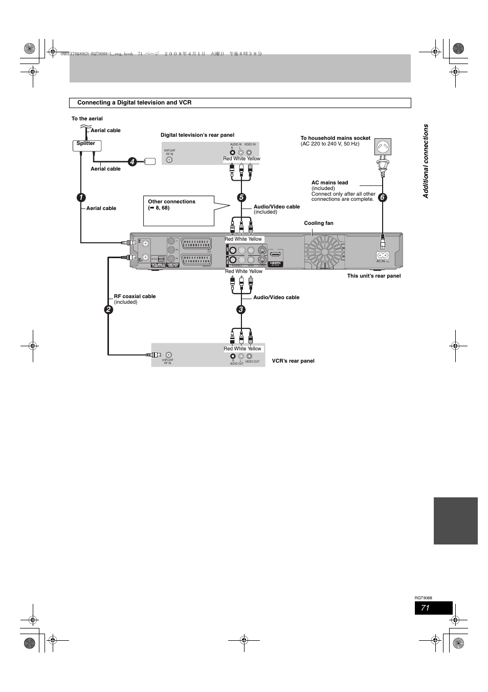 Connecting a digital television and vcr | Panasonic DMR-EX78 User Manual | Page 71 / 88
