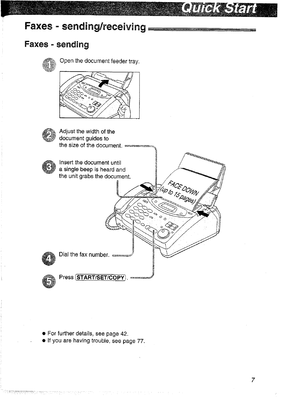 Faxes - sending/receiving, Faxes - sending | Panasonic KX-FP101NZ User Manual | Page 7 / 96