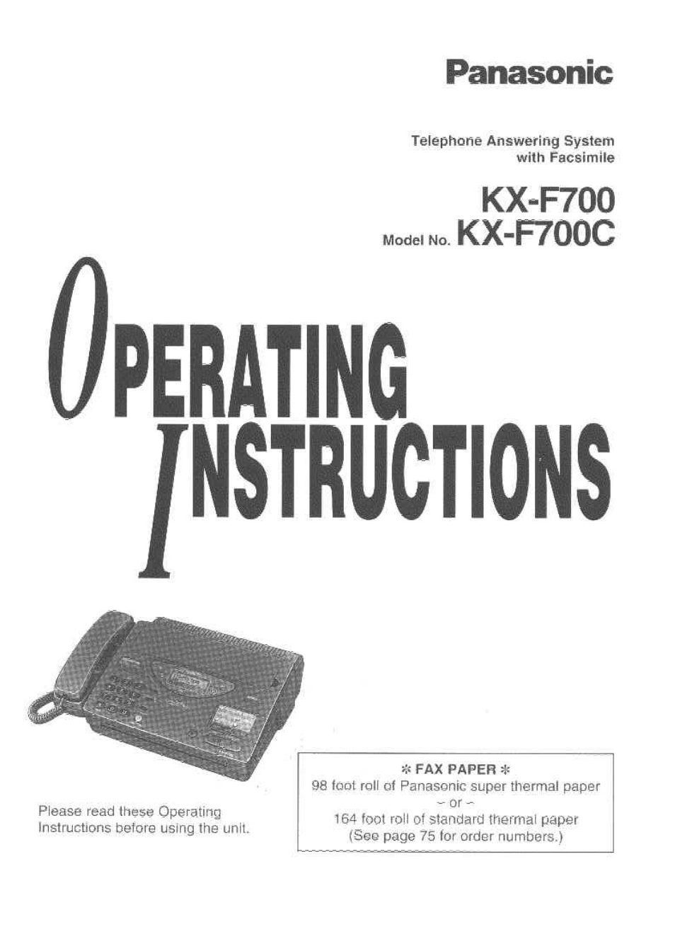 Panasonic KX-F700 User Manual | 86 pages