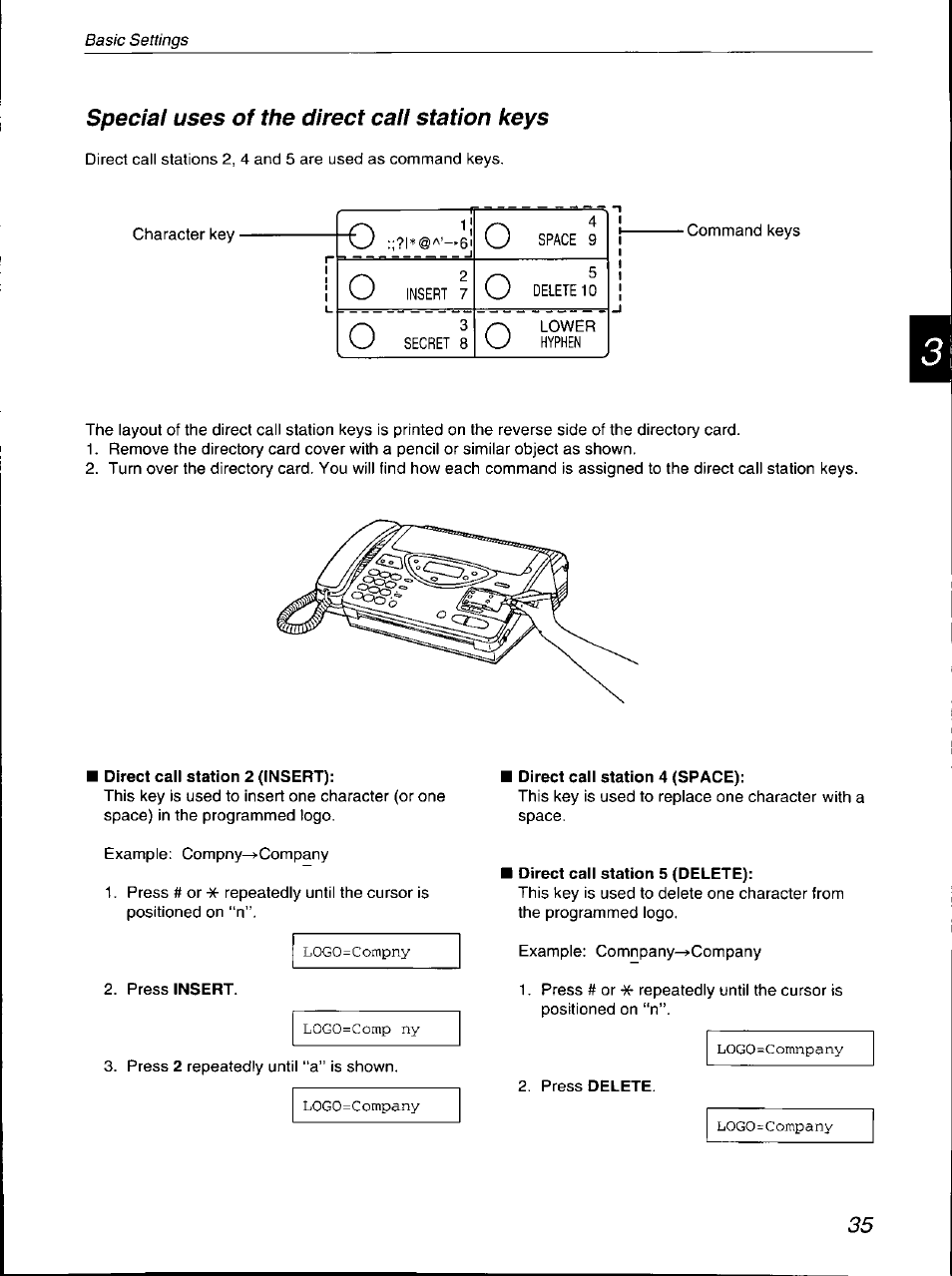 Special uses of the direct call station keys | Panasonic KX-F700 User Manual | Page 35 / 86