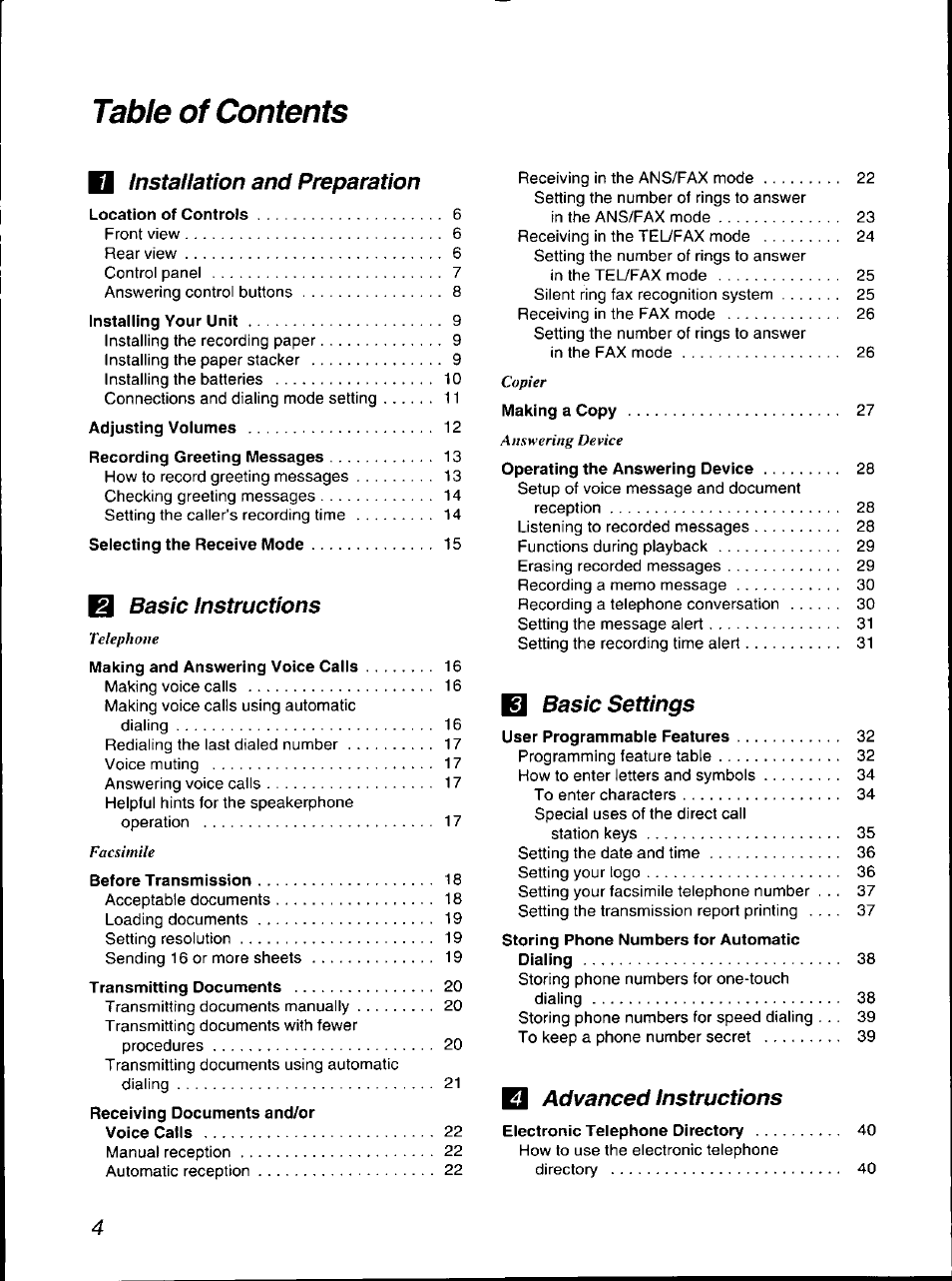 Panasonic KX-F700 User Manual | Page 4 / 86