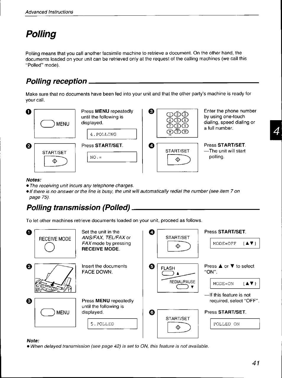 Polling, Polling reception, Polling transmission (polled) | Polling reception polling transmission (polled), Pcpcp | Panasonic KX-F700 User Manual | Page 41 / 86