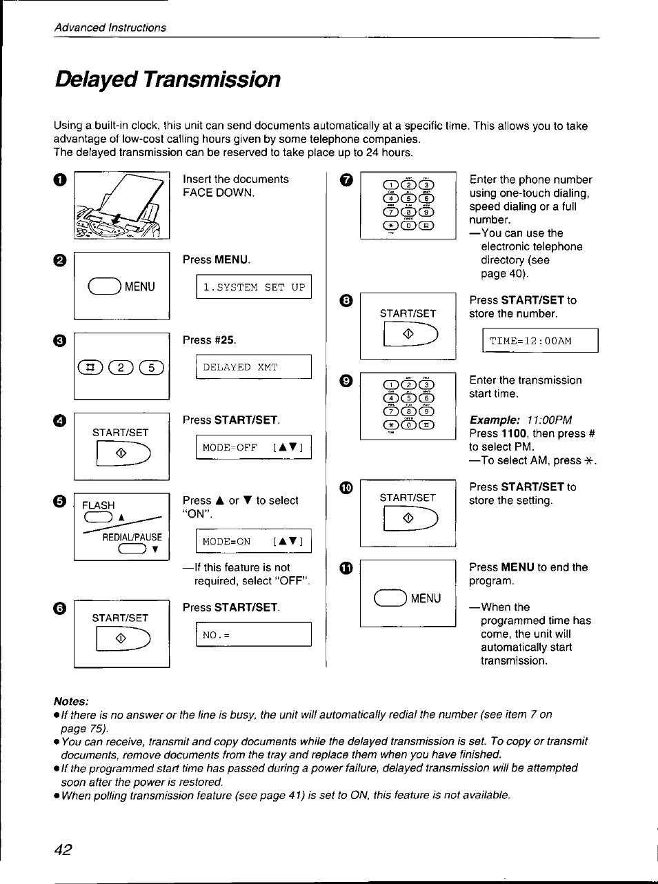 Delayed transmission, Cpcpcp | Panasonic KX-F700 User Manual | Page 42 / 86