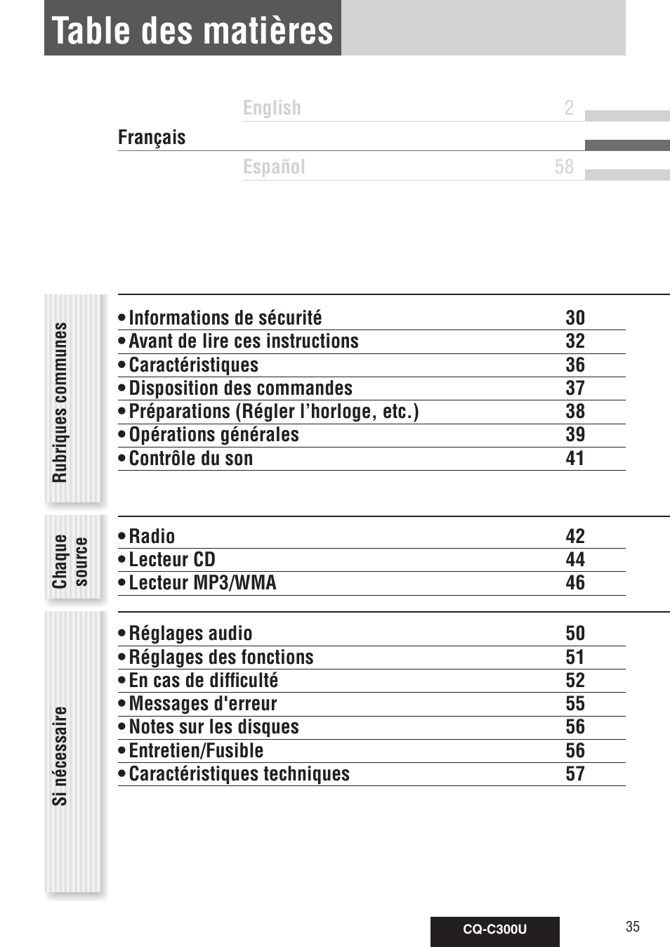 Panasonic CQ-C300U User Manual | Page 35 / 88