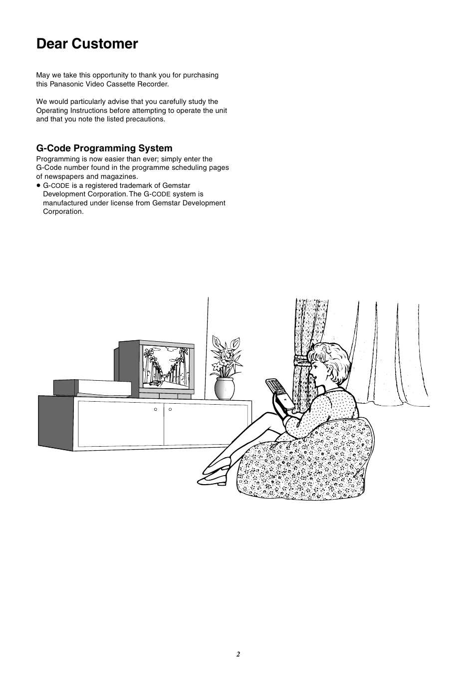 Introduction, Dear customer, G-code programming system | Panasonic NV-SJ400A User Manual | Page 2 / 34