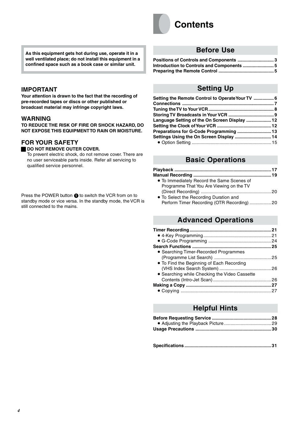 Panasonic NV-SJ400A User Manual | Page 4 / 34