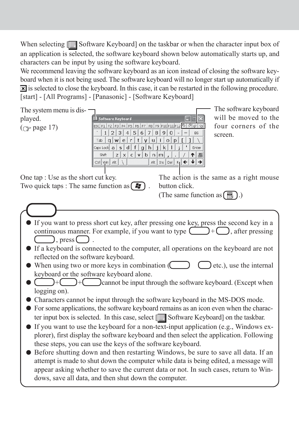 Software keyboard | Panasonic CF-VDW07CRFM User Manual | Page 16 / 36