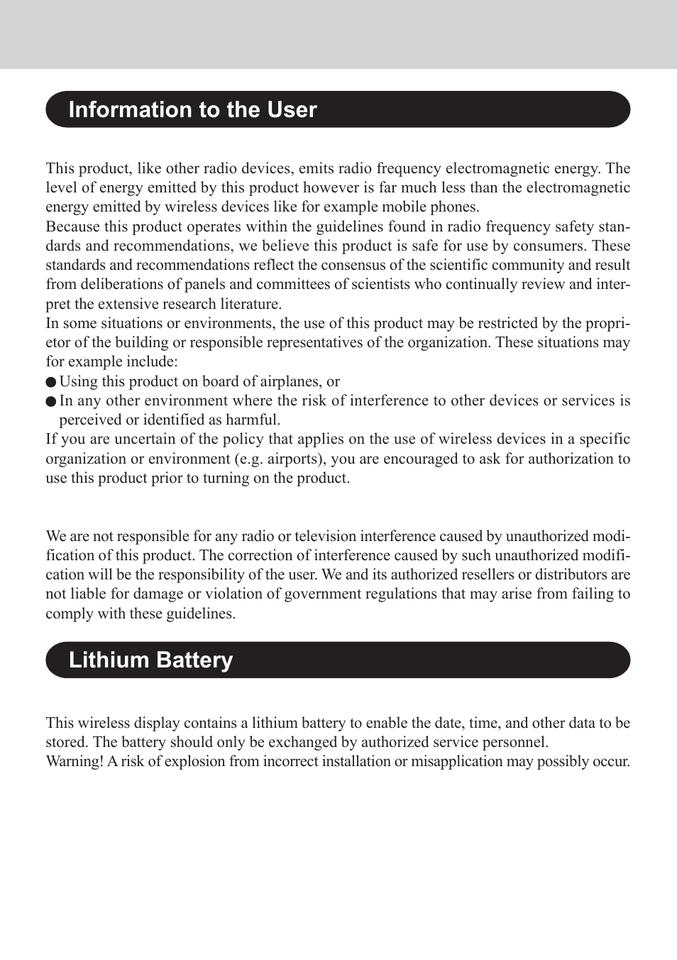 Read me first, Information to the user, Lithium battery | Panasonic CF-VDW07CRFM User Manual | Page 2 / 36