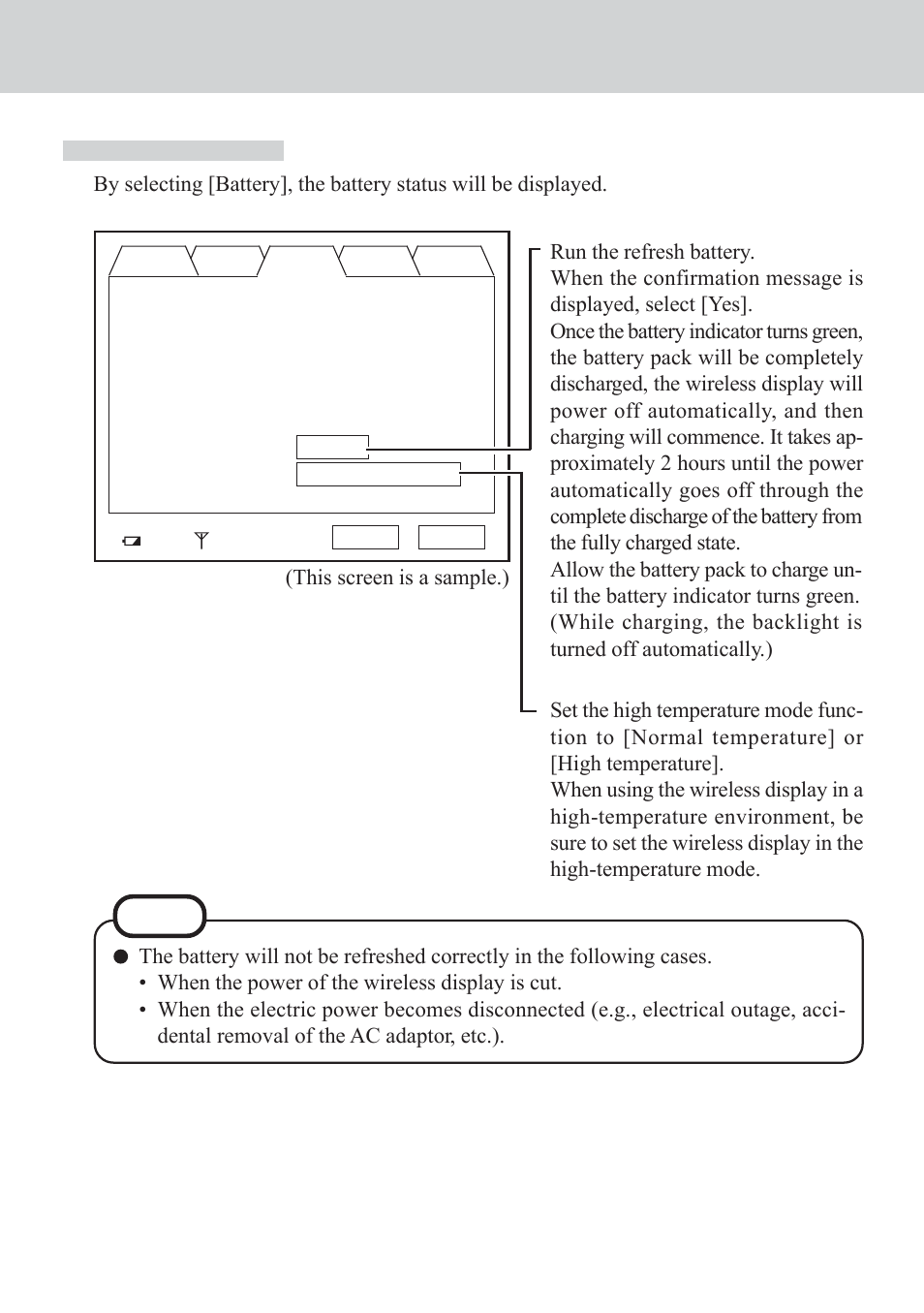 Battery menu | Panasonic CF-VDW07CRFM User Manual | Page 23 / 36