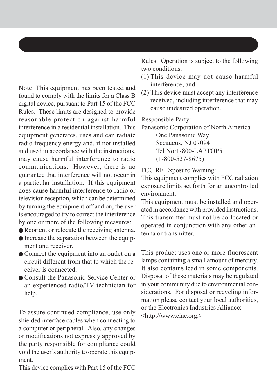 For u.s.a | Panasonic CF-VDW07CRFM User Manual | Page 3 / 36
