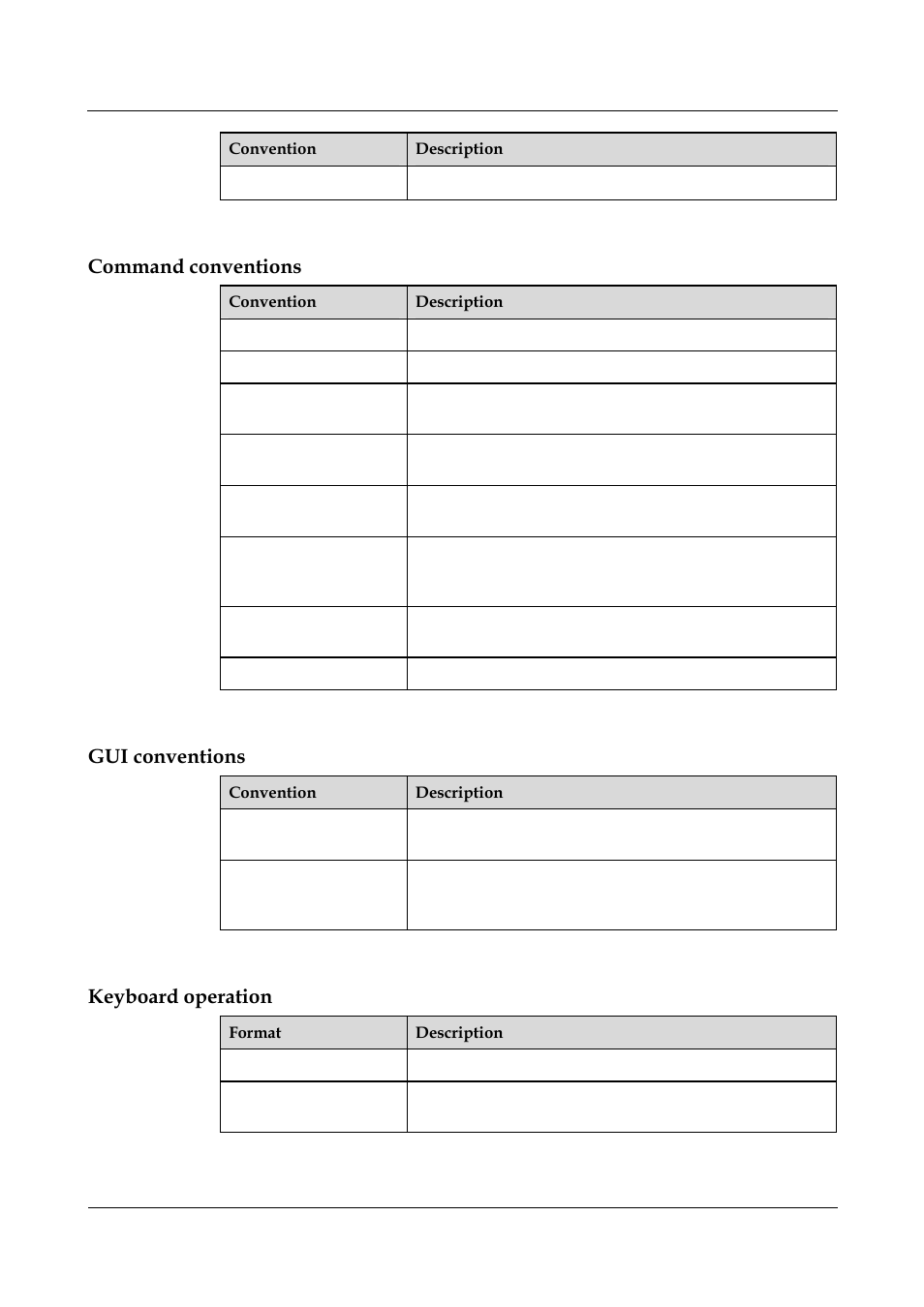 Command conventions, Gui conventions, Keyboard operation | Panasonic NN46240-502 User Manual | Page 14 / 84