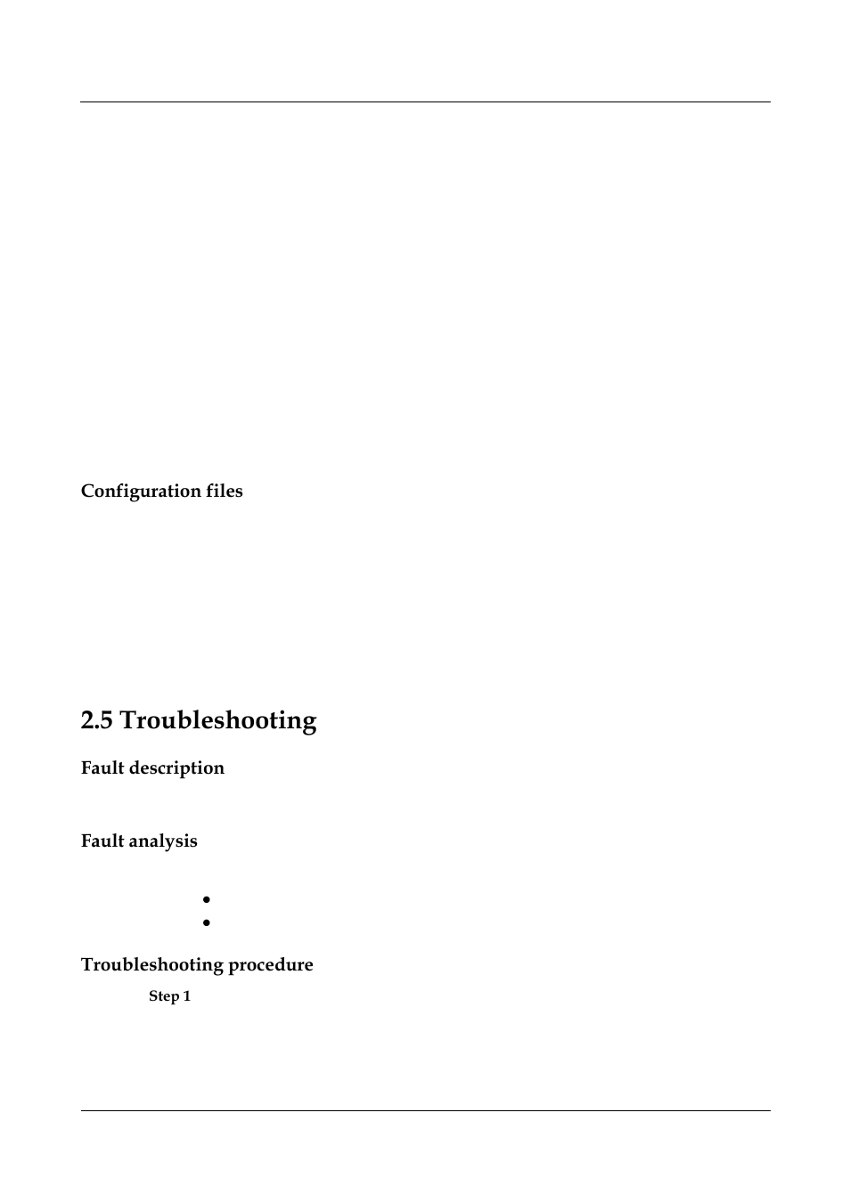 5 troubleshooting, Configuration files, Fault description | Fault analysis, Troubleshooting procedure, Check whether the configuration is valid, Check the mac address learning states | Panasonic NN46240-502 User Manual | Page 38 / 84