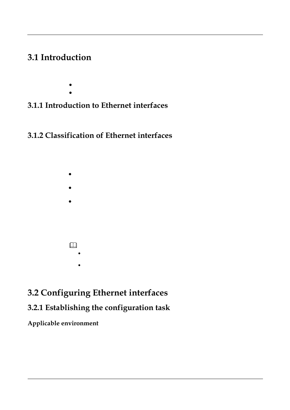 1 introduction to ethernet interfaces, 2 classification of ethernet interfaces, 1 establishing the configuration task | 1 introduction to ethernet interfaces -2, 2 classification of ethernet interfaces -2, 1 establishing the configuration task -2, 1 introduction, 2 configuring ethernet interfaces, Applicable environment | Panasonic NN46240-502 User Manual | Page 45 / 84