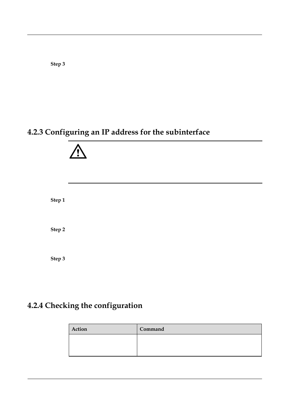 3 configuring an ip address for the subinterface, 4 checking the configuration, 4 checking the configuration -8 | Panasonic NN46240-502 User Manual | Page 67 / 84