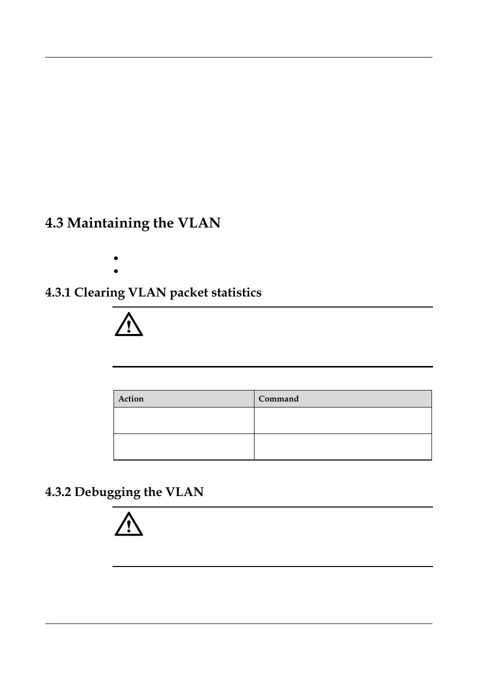 1 clearing vlan packet statistics, 2 debugging the vlan, 1 clearing vlan packet statistics -9 | 2 debugging the vlan -9, 3 maintaining the vlan | Panasonic NN46240-502 User Manual | Page 68 / 84