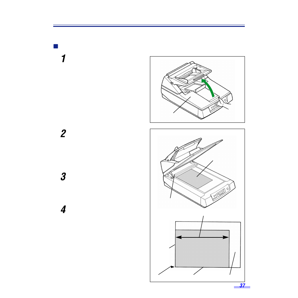 Loading documents on the flatbed, When scanning with the flatbed one time | Panasonic KV-S6050W User Manual | Page 37 / 67