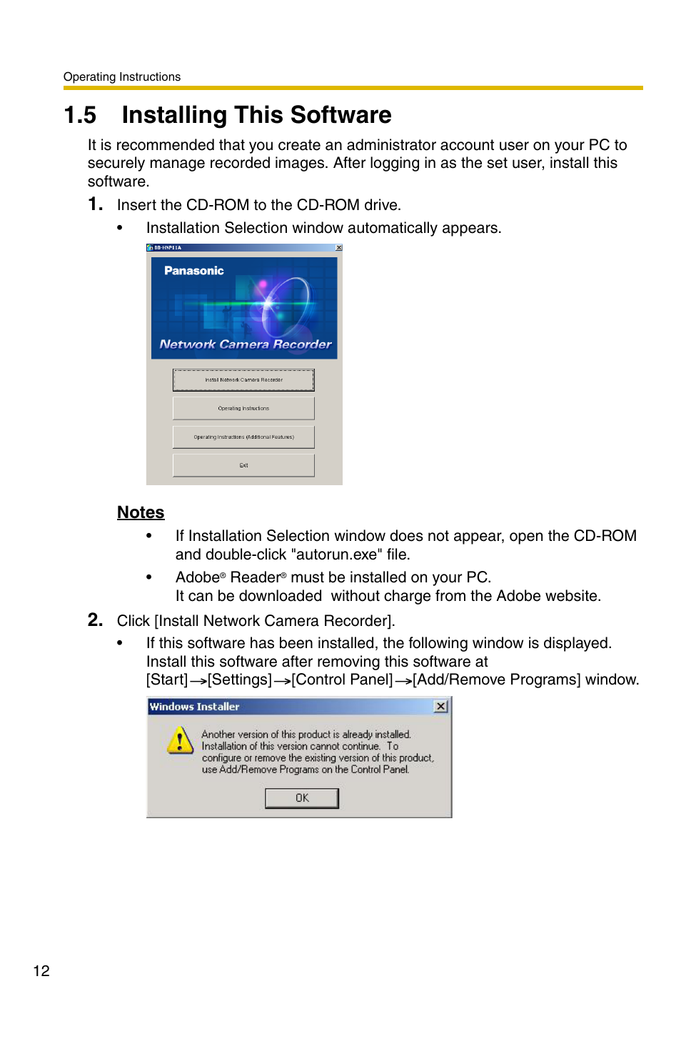 5 installing this software | Panasonic BB-HNP11A User Manual | Page 12 / 100