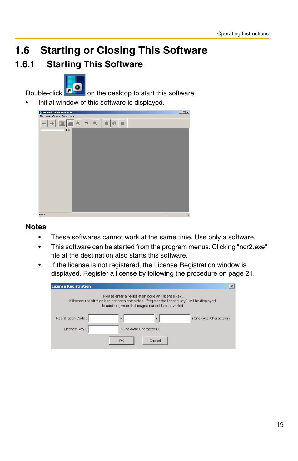 6 starting or closing this software, 1 starting this software | Panasonic BB-HNP11A User Manual | Page 19 / 100