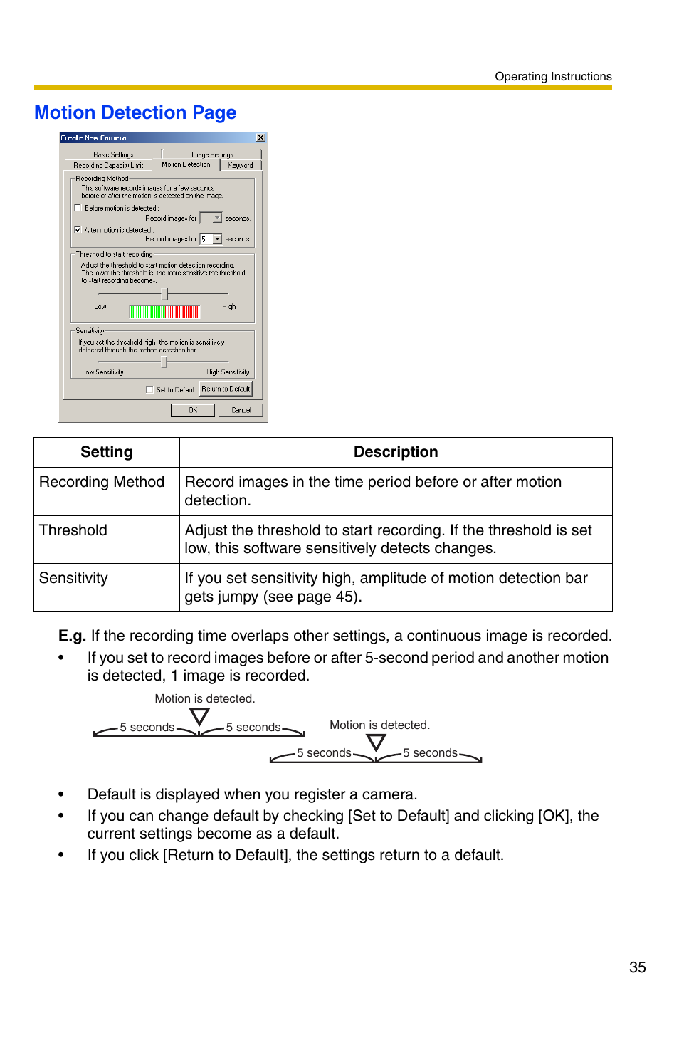 Age 35). y, Age 35, Motion detection page | Panasonic BB-HNP11A User Manual | Page 35 / 100