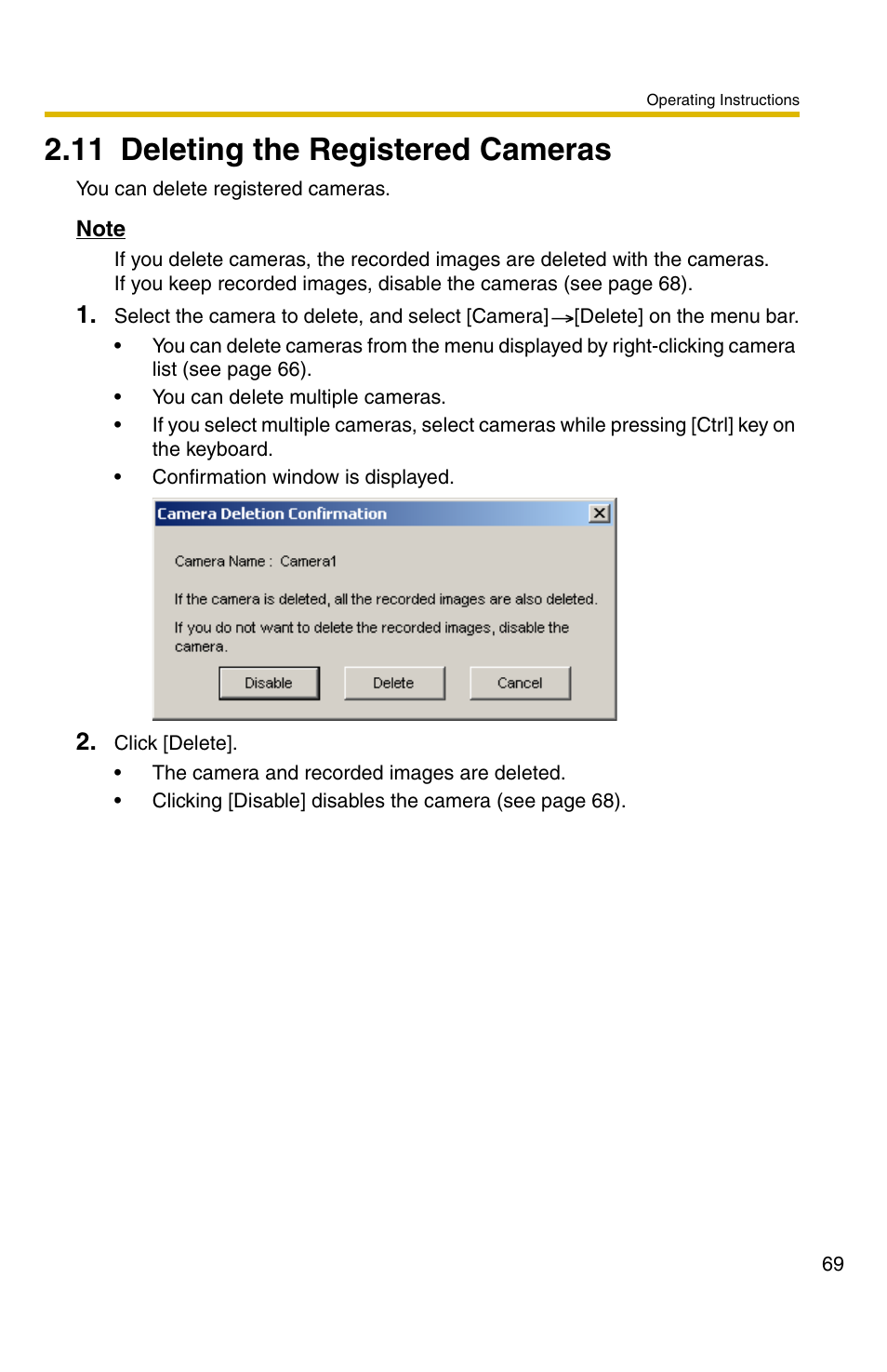 11 deleting the registered cameras | Panasonic BB-HNP11A User Manual | Page 69 / 100