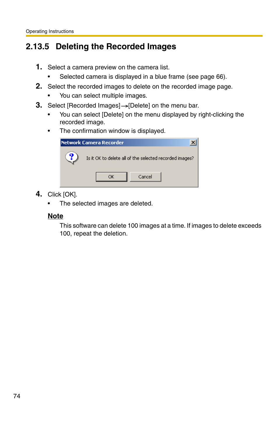 5 deleting the recorded images | Panasonic BB-HNP11A User Manual | Page 74 / 100