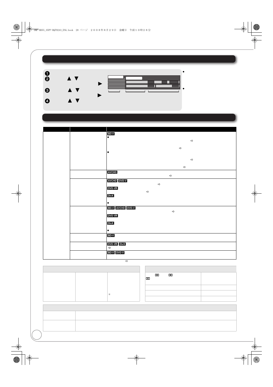 Settings, Changing settings with the on-screen menu | Panasonic DMP-BD55 User Manual | Page 28 / 48