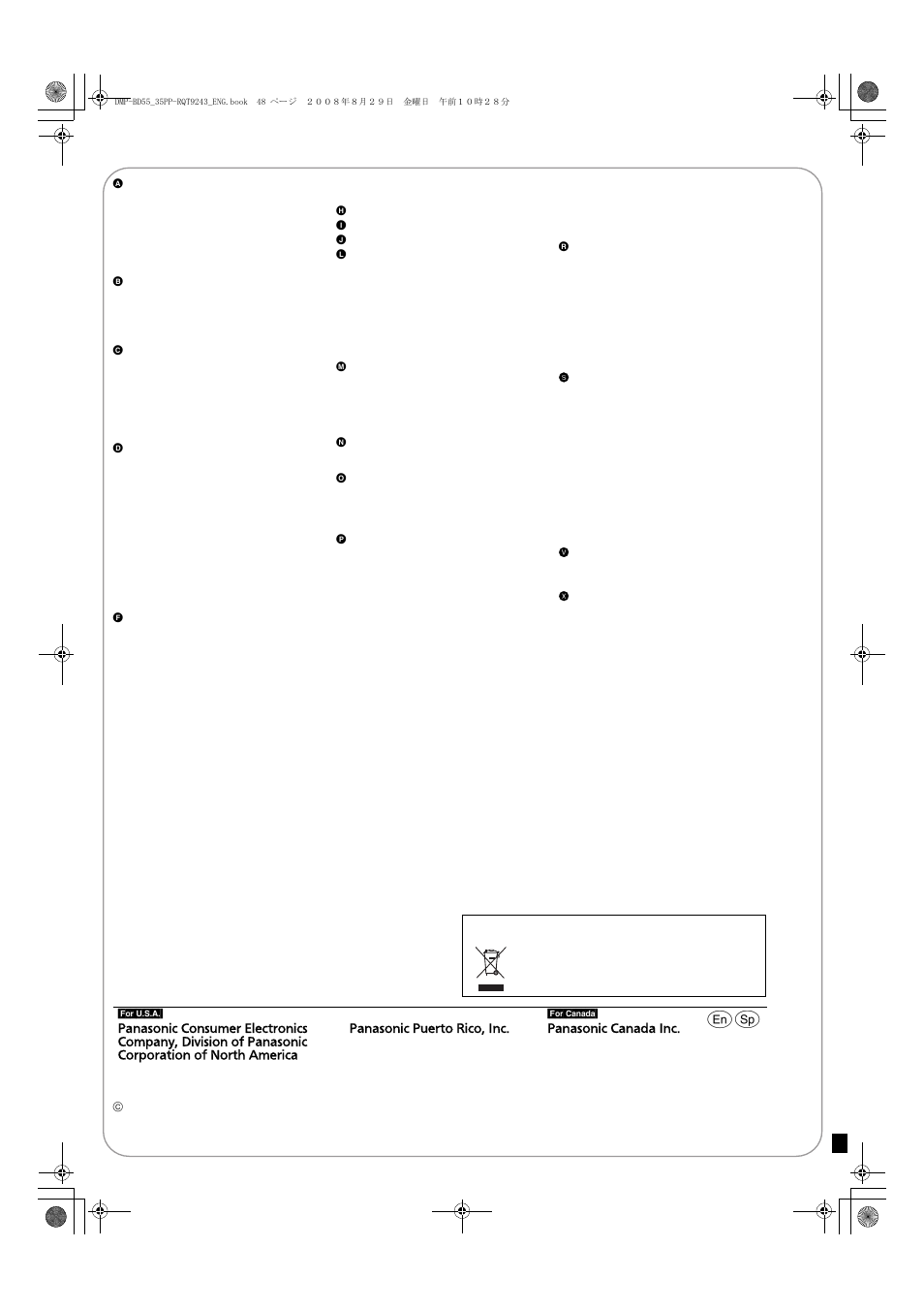 Index | Panasonic DMP-BD55 User Manual | Page 48 / 48