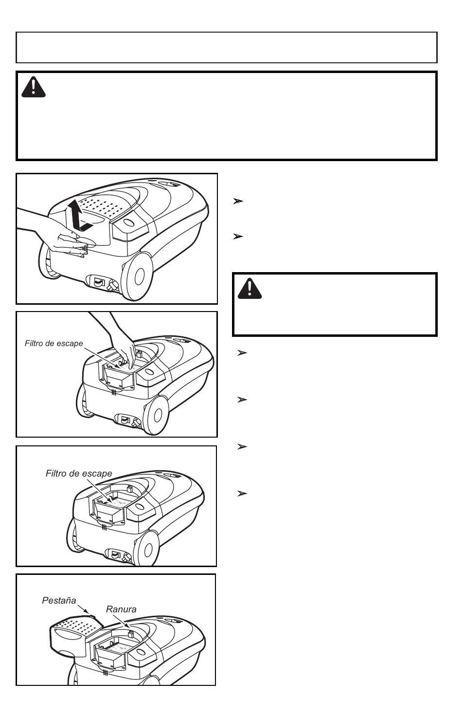 Warning, Caution, Exhaust filter changing | Exhaust filter, Hepa | Panasonic MC-CG901 User Manual | Page 38 / 60