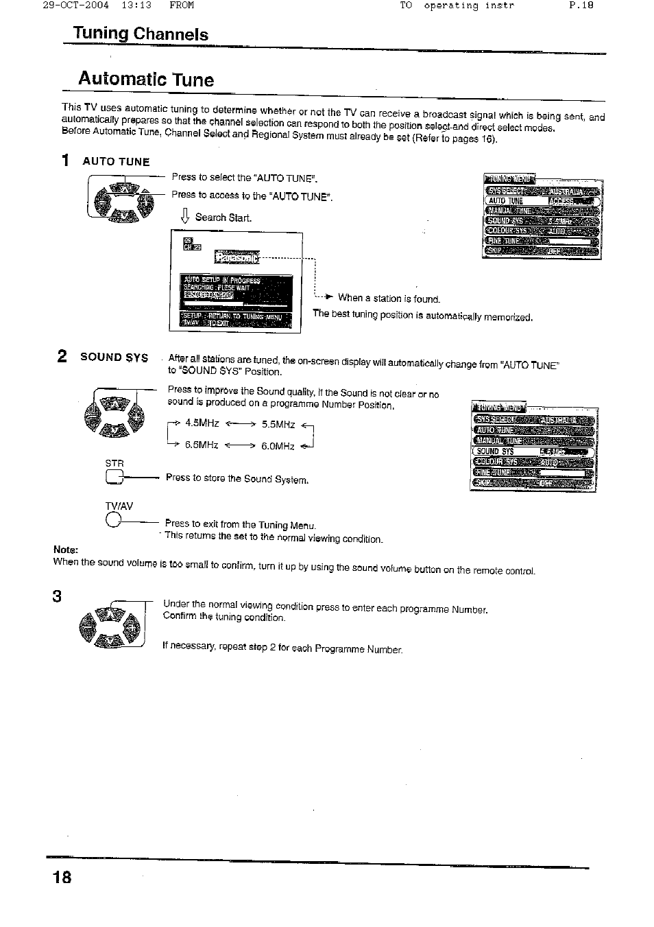 Tuning channels, Automatic tune, Tuning channels automatic tune | Panasonic TX-56P800H User Manual | Page 18 / 36