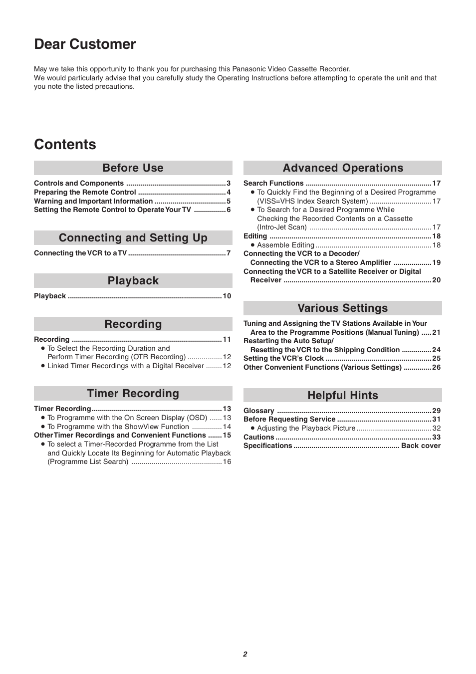 Panasonic NV-FJ610 User Manual | Page 2 / 34