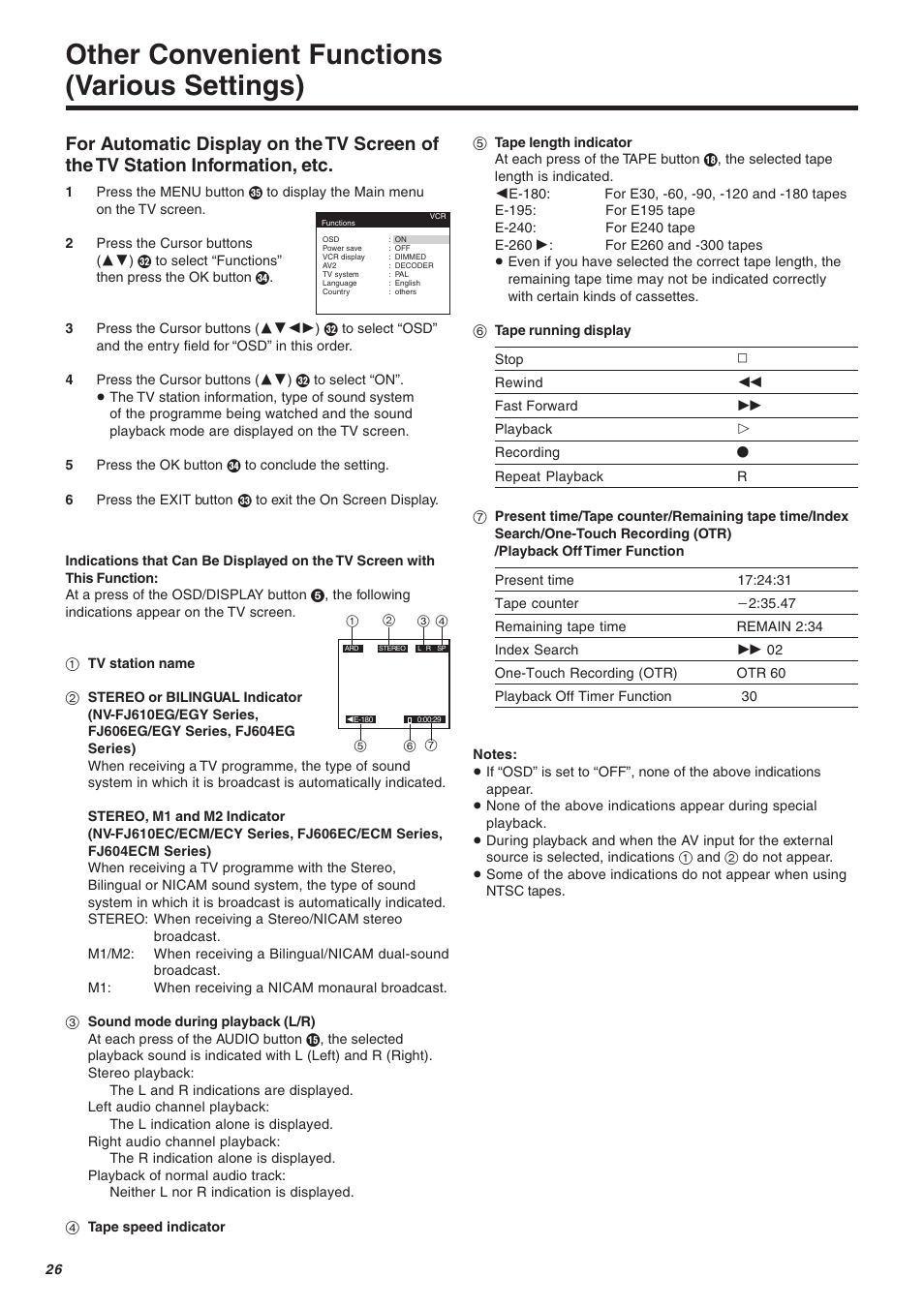 Other convenient functions (various settings) | Panasonic NV-FJ610 User Manual | Page 26 / 34