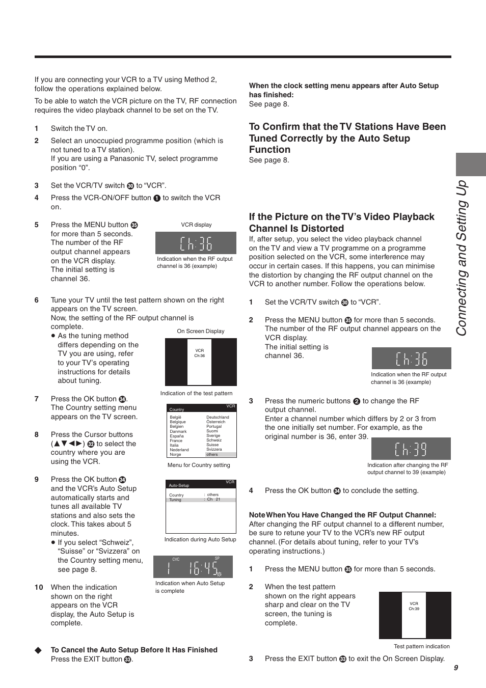 Connecting and setting up | Panasonic NV-FJ610 User Manual | Page 9 / 34