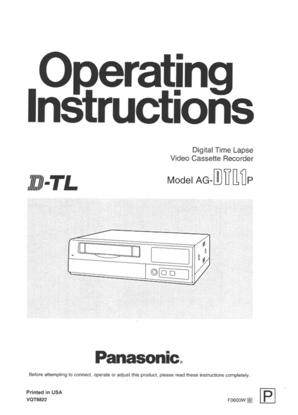 Panasonic AG-DTL1P User Manual | 106 pages