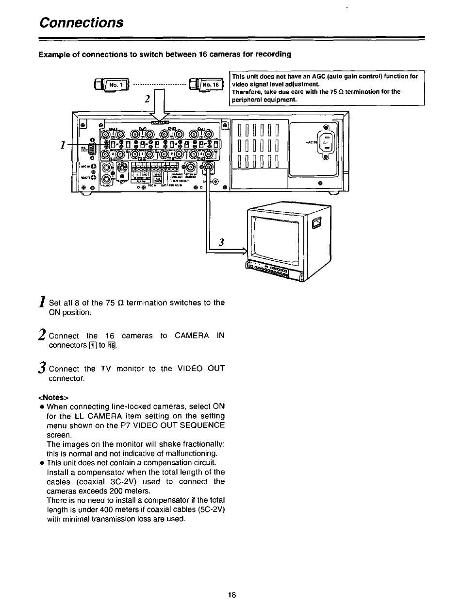 Notes, Connections | Panasonic AG-DTL1P User Manual | Page 18 / 106