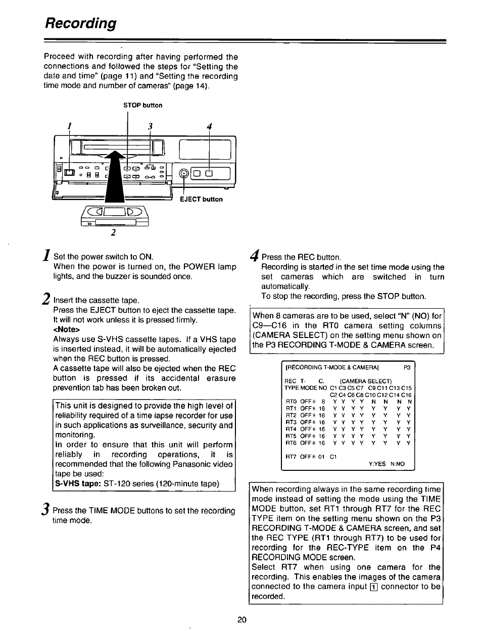 Recording | Panasonic AG-DTL1P User Manual | Page 20 / 106