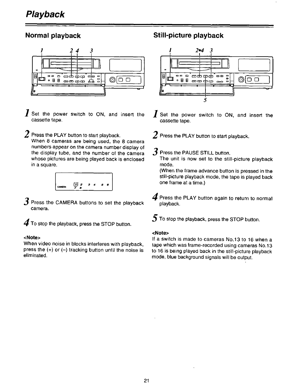 Still-picture playback, Playback, Normal playback still-picture playback | Panasonic AG-DTL1P User Manual | Page 21 / 106