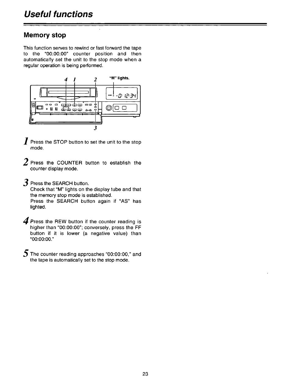 Memory stop, Useful functions | Panasonic AG-DTL1P User Manual | Page 23 / 106