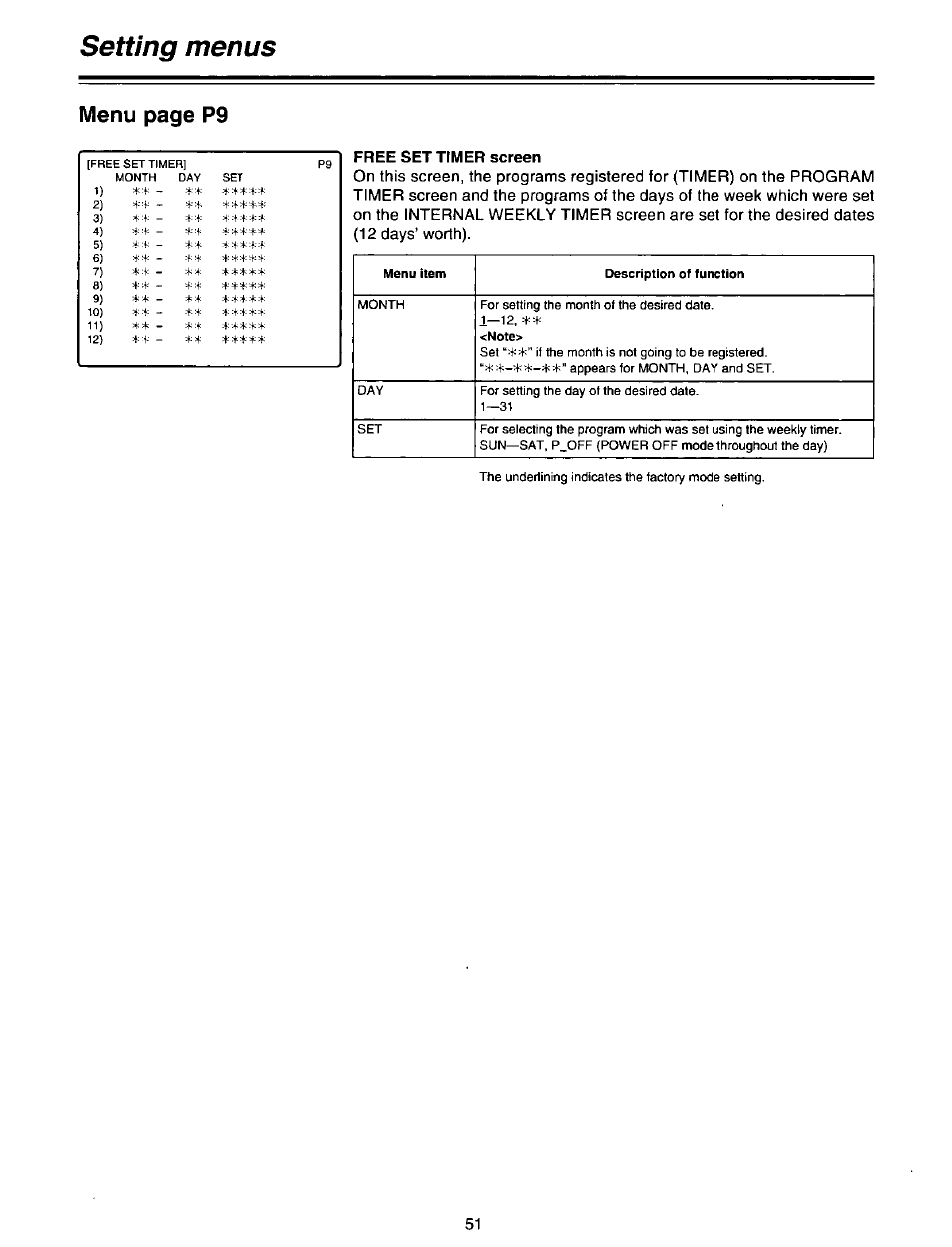 Setting menus, Menu page p9 | Panasonic AG-DTL1P User Manual | Page 51 / 106