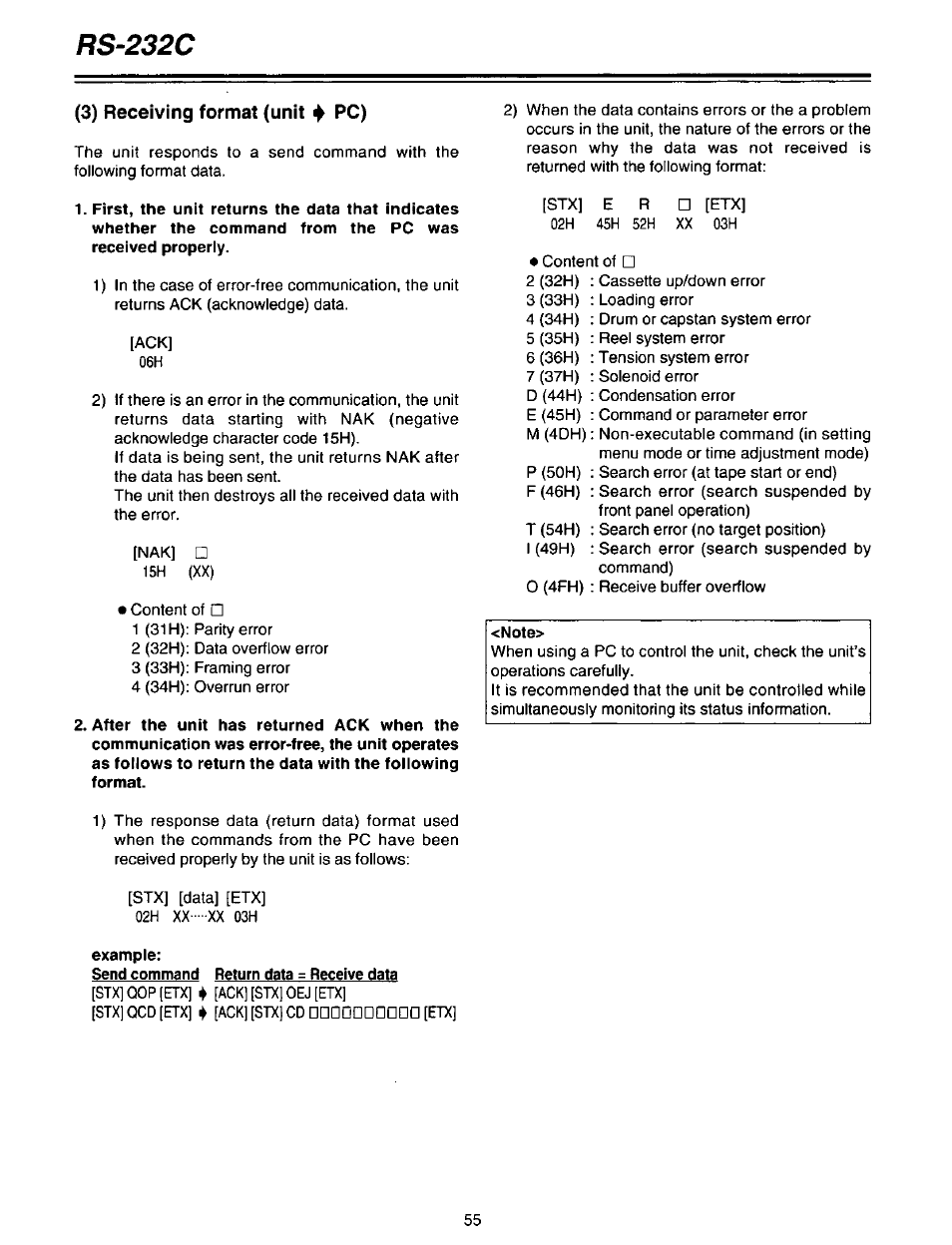 Rs-232c | Panasonic AG-DTL1P User Manual | Page 55 / 106