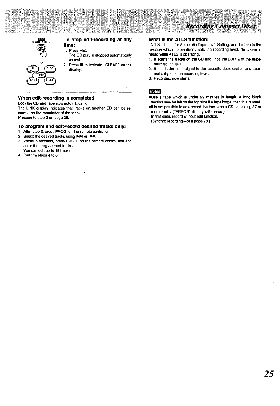 What is the atls function, When edit-recording is completed | Panasonic SC-CH150 User Manual | Page 25 / 48