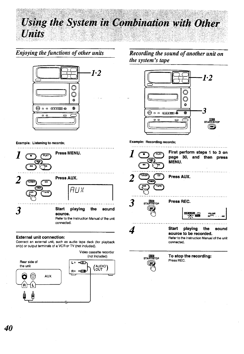 Enjoying the functions of other units | Panasonic SC-CH150 User Manual | Page 40 / 48