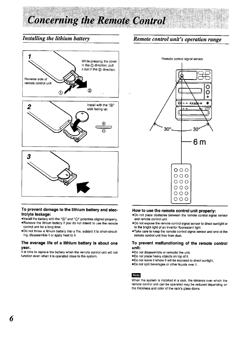 Remote control unites operation range, How to use the remote control unit properiy | Panasonic SC-CH150 User Manual | Page 6 / 48