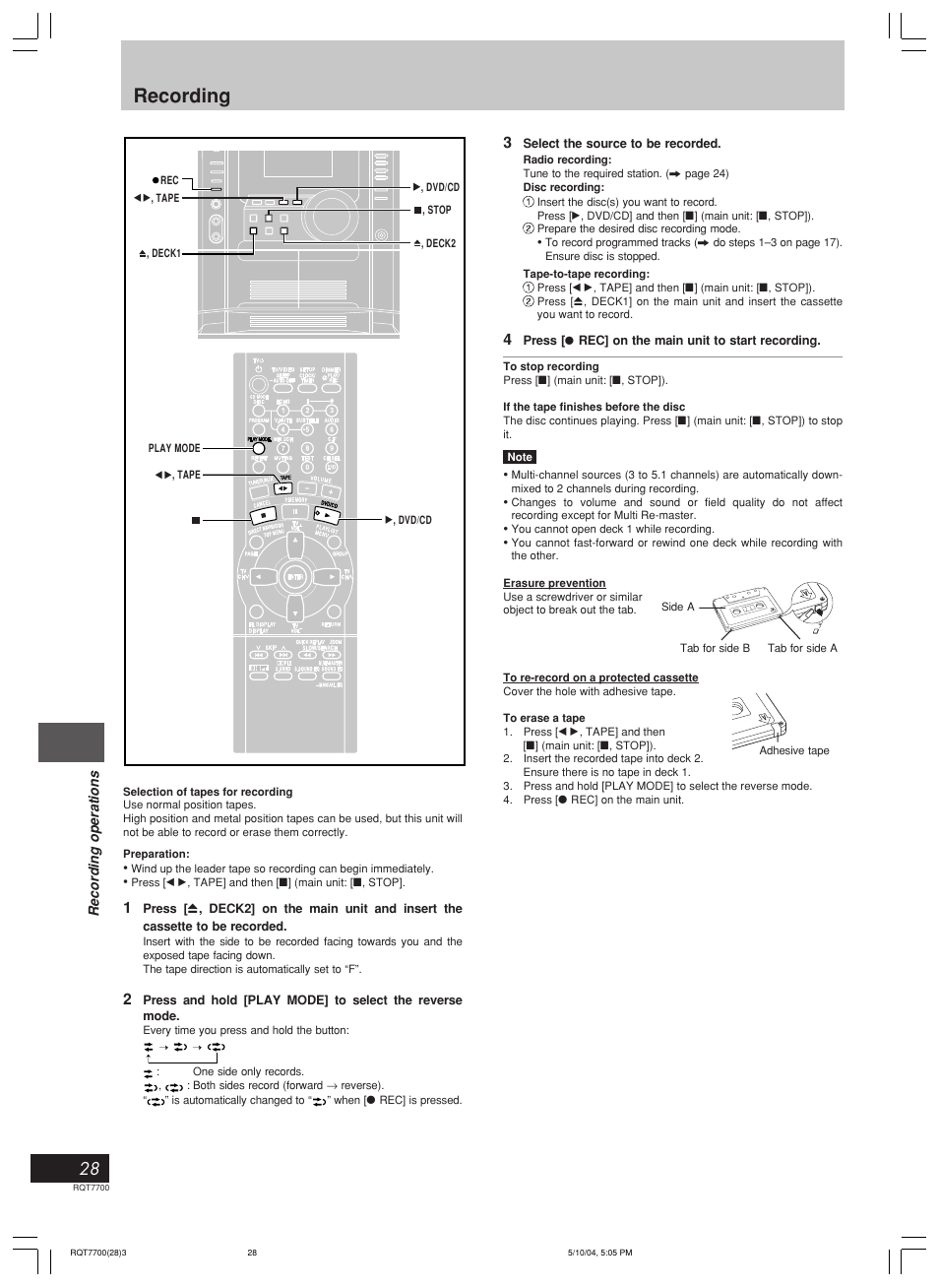 Recording | Panasonic SC-VK71D User Manual | Page 28 / 40