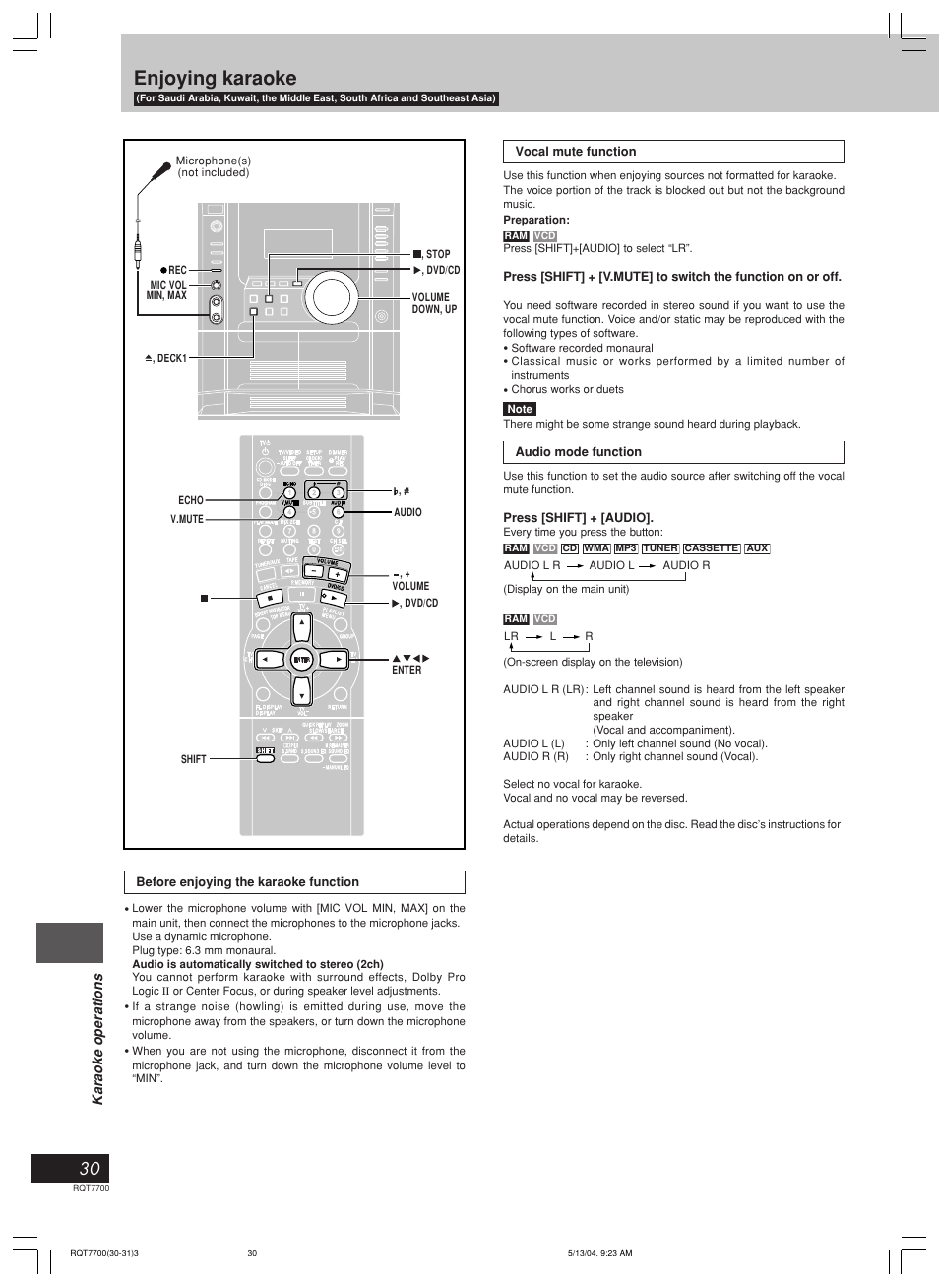 Enjoying karaoke | Panasonic SC-VK71D User Manual | Page 30 / 40
