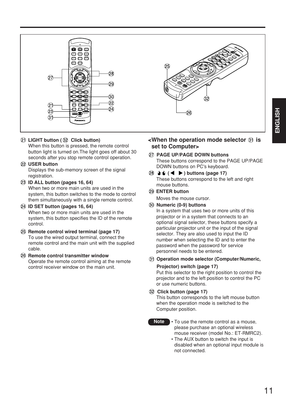 English | Panasonic PT-D7700E User Manual | Page 11 / 106