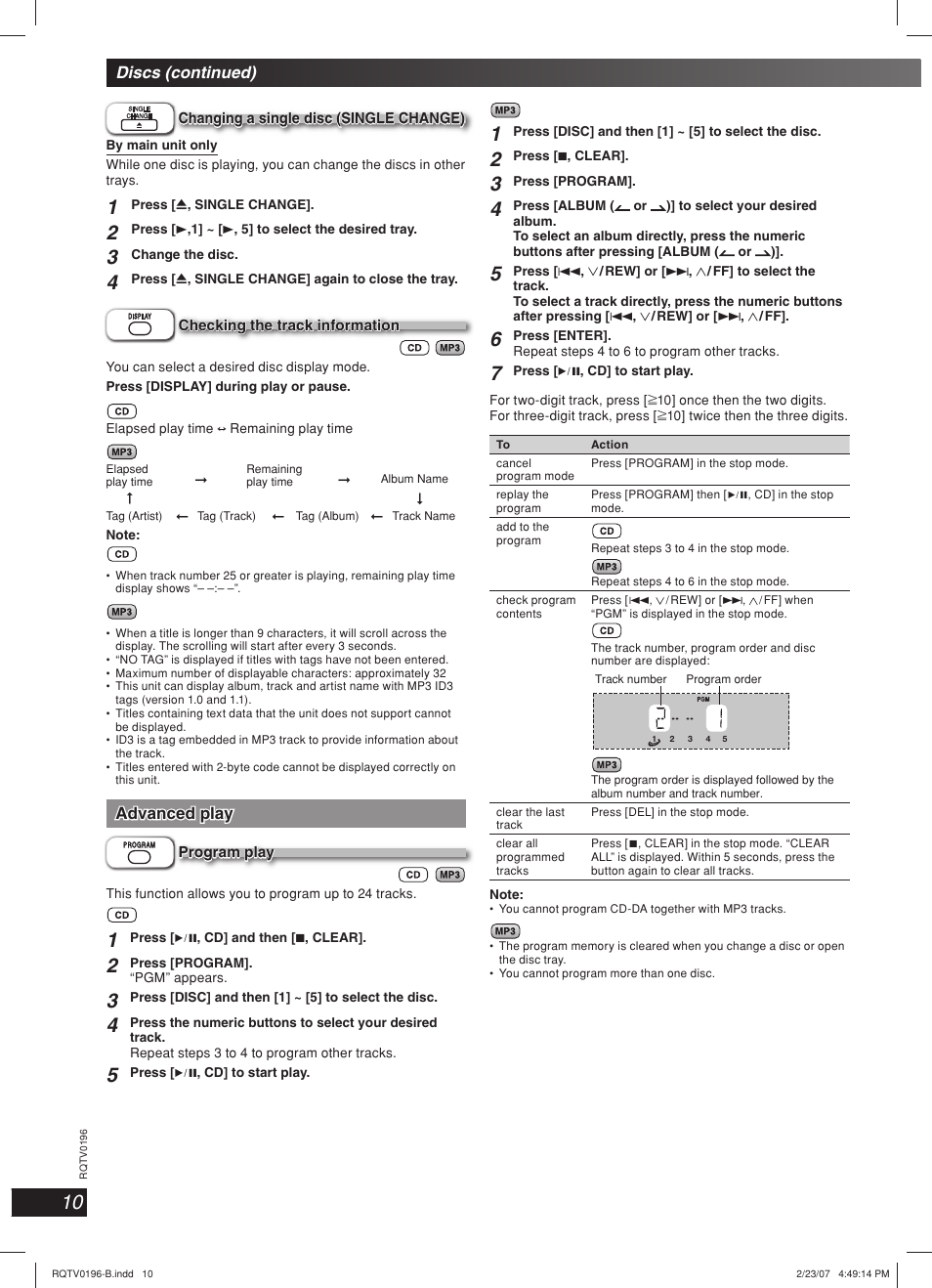 Advanced play | Panasonic SC-AK250 User Manual | Page 10 / 20