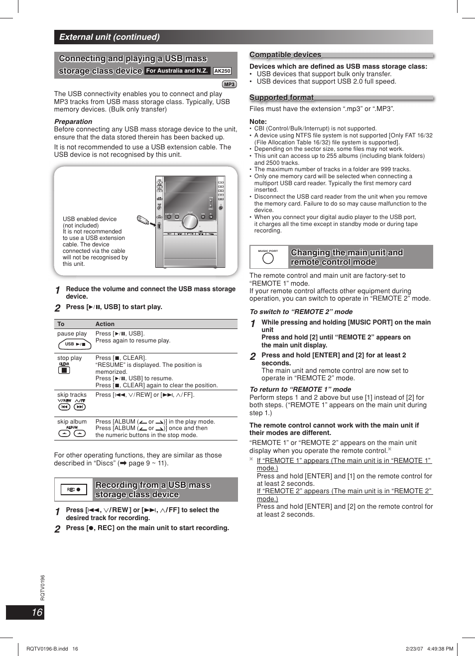 Panasonic SC-AK250 User Manual | Page 16 / 20